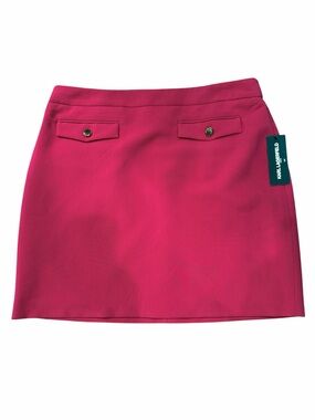 Karl Lagerfeld Paris Flap Pocket A Line Mini Skirt Zip Back Cherry Pink 16 NWT